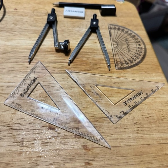 Merangue Geometry Drafting Tool Kit – 9pc Math Set w/ Compass, Rulers & Case - Picture 10 of 13